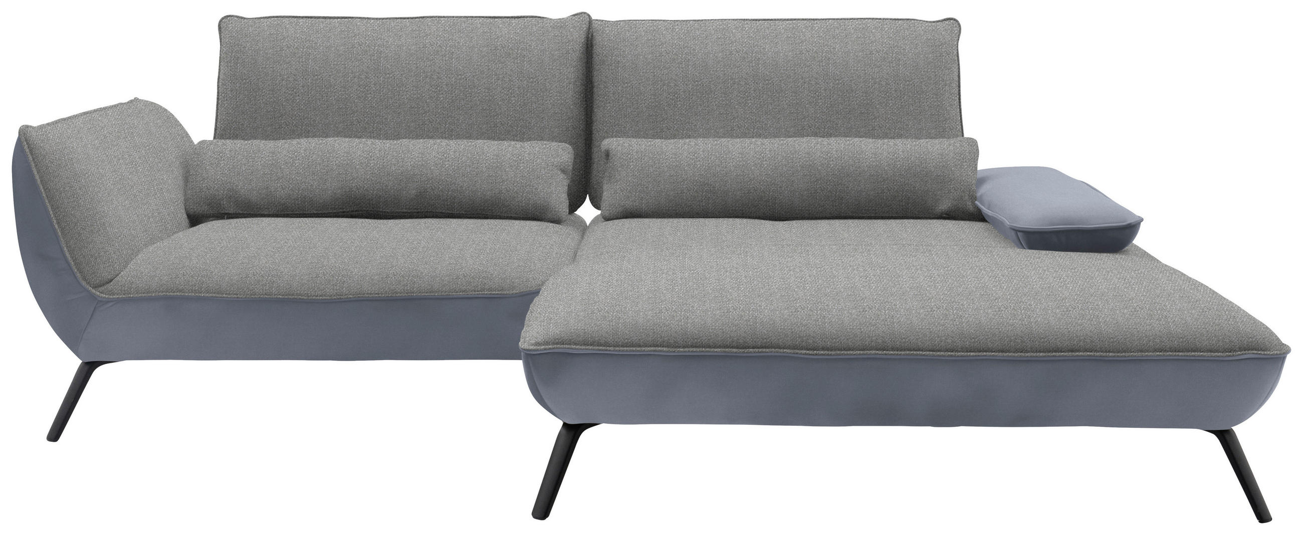ECKSOFA in Flachgewebe Hellgrau  - Hellgrau/Schwarz, Design, Textil/Metall (273/191cm) - Moderano