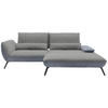ECKSOFA in Flachgewebe Hellgrau  - Hellgrau/Schwarz, Design, Textil/Metall (273/191cm) - Moderano