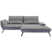 ECKSOFA in Flachgewebe Hellgrau  - Hellgrau/Schwarz, Design, Textil/Metall (273/191cm) - Moderano