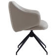 ARMLEHNSTUHL  Sitzfläche 360° drehbar, automatische Rückholfunktion Leinenoptik Echtleder  - Taupe/Schwarz, Design, Leder/Textil (60/82/62cm) - Novel