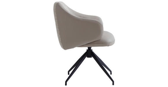 ARMLEHNSTUHL  Sitzfläche 360° drehbar, automatische Rückholfunktion Leinenoptik Echtleder  - Taupe/Schwarz, Design, Leder/Textil (60/82/62cm) - Novel