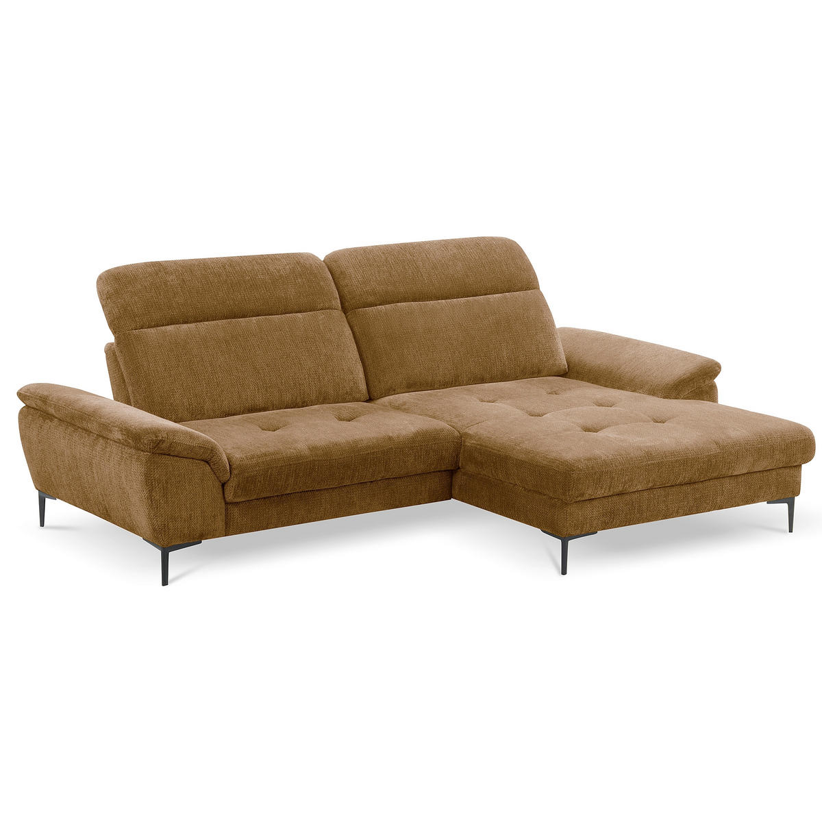 ECKSOFA  Webstoff Rostfarben  - Rostfarben/Schwarz, Design, Textil/Metall (268/195cm) - Livetastic