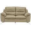 2,5-SITZER Kombination Echtleder/Lederlook Greige  - Greige/Silberfarben, Design, Leder/Metall (216/97/95-151cm) - Livetastic