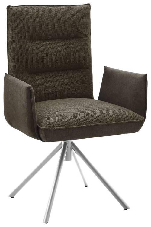 ARMLEHNSTUHL DREHBAR 360°  in Flachgewebe  - Edelstahlfarben/Braun, Design, Textil/Metall (59/93/59cm) - Dieter Knoll