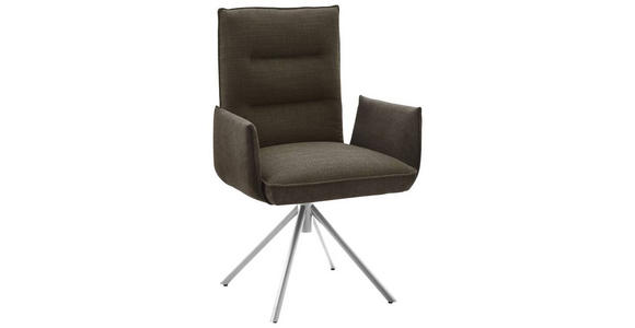 ARMLEHNSTUHL DREHBAR 360°  in Flachgewebe  - Edelstahlfarben/Braun, Design, Textil/Metall (59/93/59cm) - Dieter Knoll