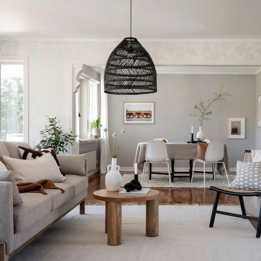 HÄNGLAMPA PR Home Maja 45,5/49/45,5 cm  - svart, Natur, naturmaterial (45,5/49/45,5cm)