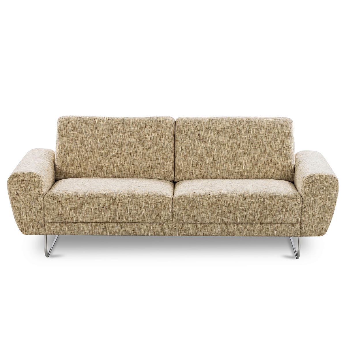 3-SITZER-SOFA SPRING in Webstoff Hellbraun Modern  - Chromfarben/Hellbraun, Design, Textil/Metall (187/85/92cm) - Livetastic