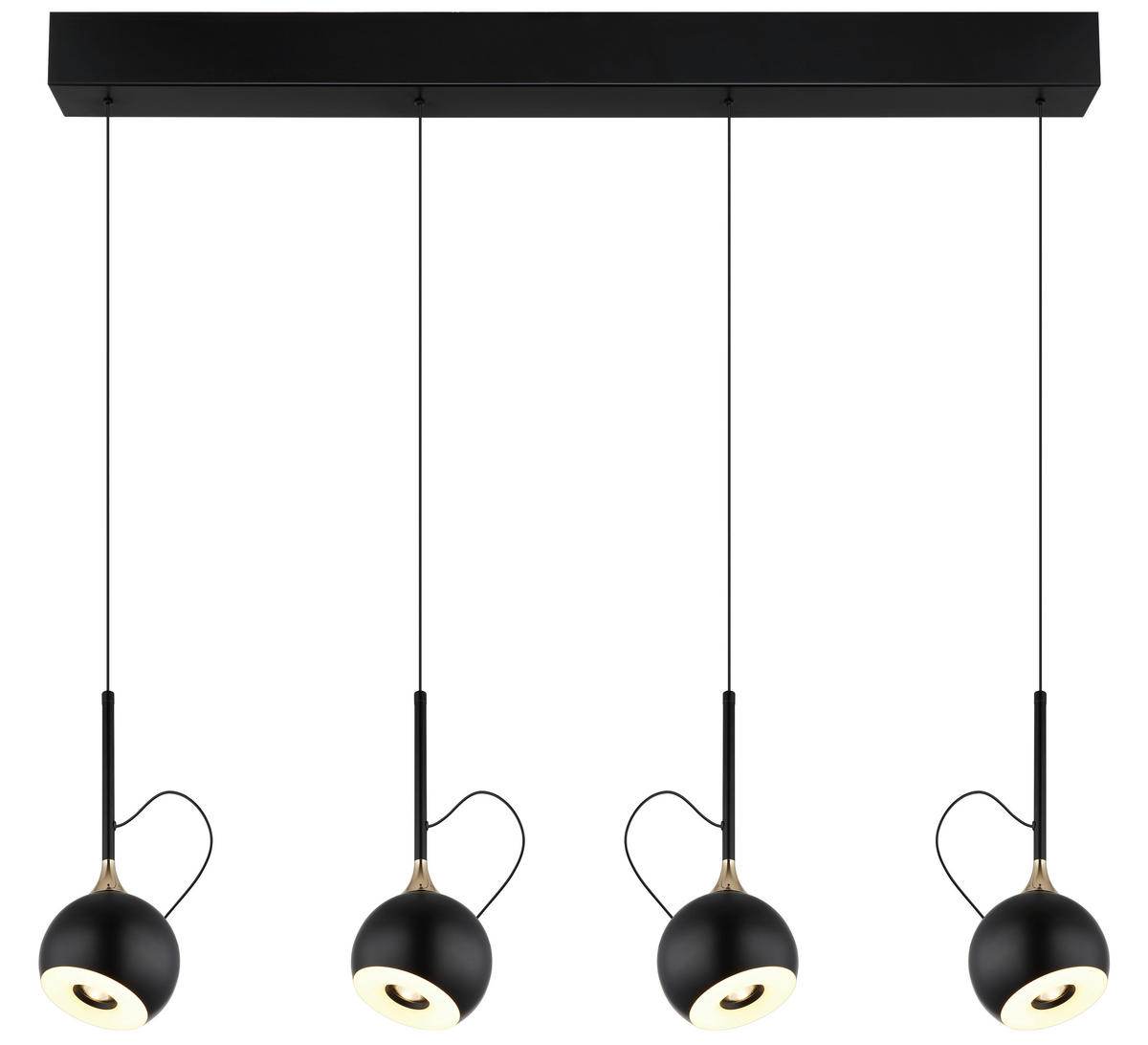 LED-HÄNGELEUCHTE 93/12/150 cm  - Goldfarben/Schwarzchrom, Design, Kunststoff/Metall (93/12/150cm) - Globo