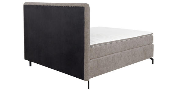 BOXSPRINGBETT 160/200 cm,  in Hellbraun, Topper, H2 + H2 = mittel  - Hellbraun/Schwarz, Design, Textil/Metall (160/200cm) - Esposa