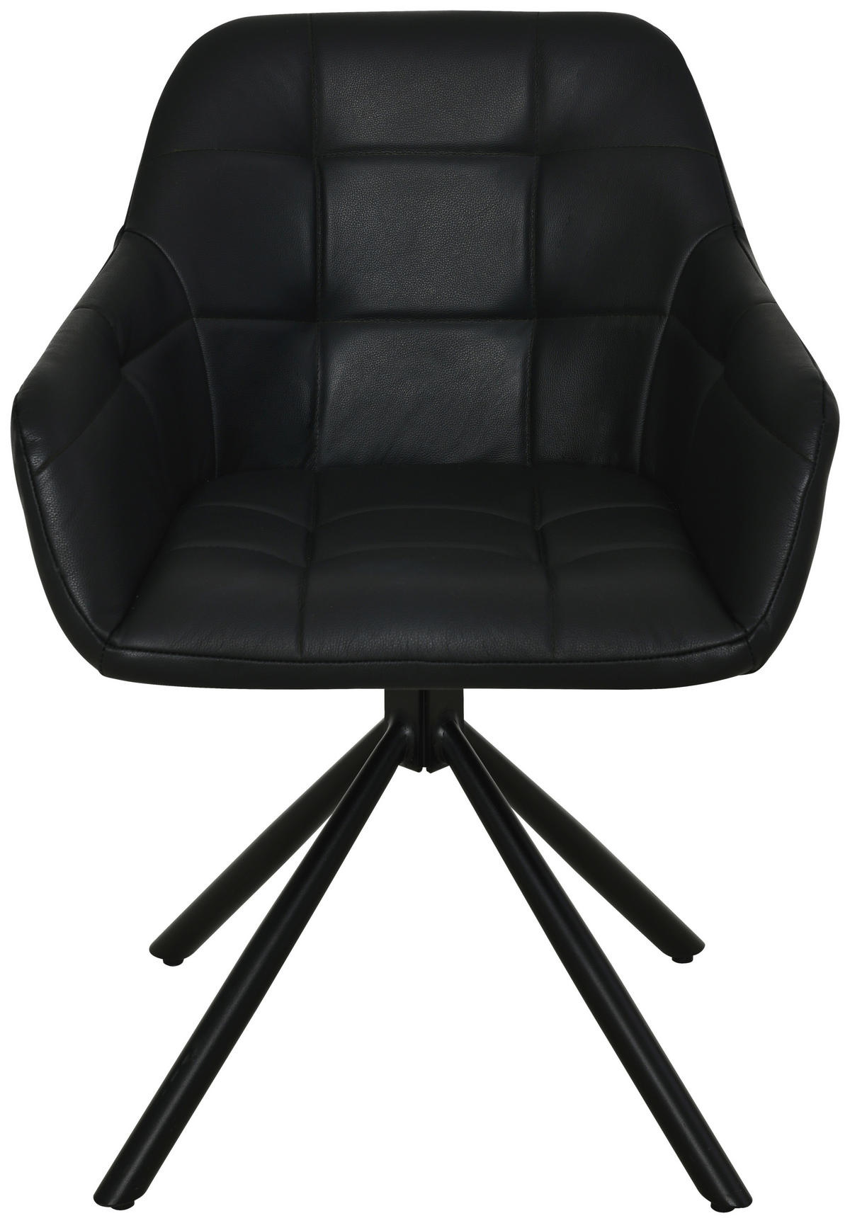 ARMLEHNSTUHL  in Eisen Echtleder pigmentiert  - Schwarz, Basics, Leder/Holz (56/82/59cm) - Livetastic