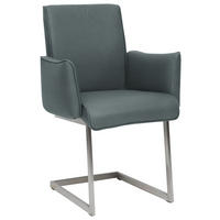 ARMLEHNSTUHL  in Stahl Mikrofaser  - Edelstahlfarben/Graublau, Design, Holzwerkstoff/Textil (63/91/60cm) - Dieter Knoll
