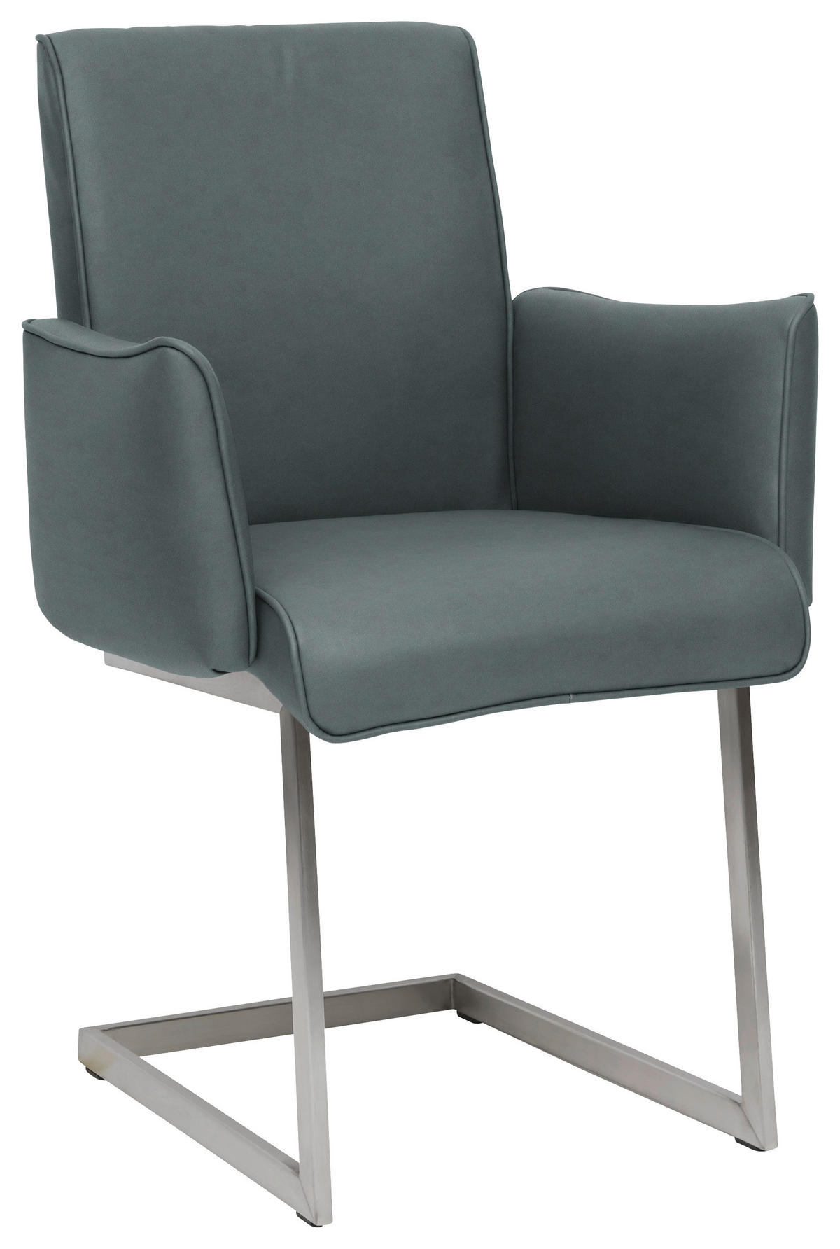 ARMLEHNSTUHL  in Stahl Mikrofaser  - Edelstahlfarben/Graublau, Design, Holzwerkstoff/Textil (63/91/60cm) - Dieter Knoll