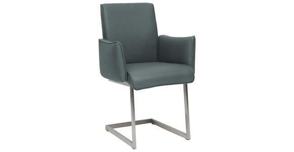 ARMLEHNSTUHL , , Mikrofaser  - Edelstahlfarben/Graublau, Design, Holzwerkstoff/Textil (63/91/60cm) - Dieter Knoll