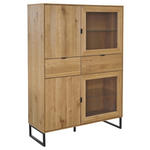 HIGHBOARD  in 107/151,2/40 cm  - Eichefarben/Schwarz, Natur, Glas/Holz (107/151,2/40cm) - Carryhome