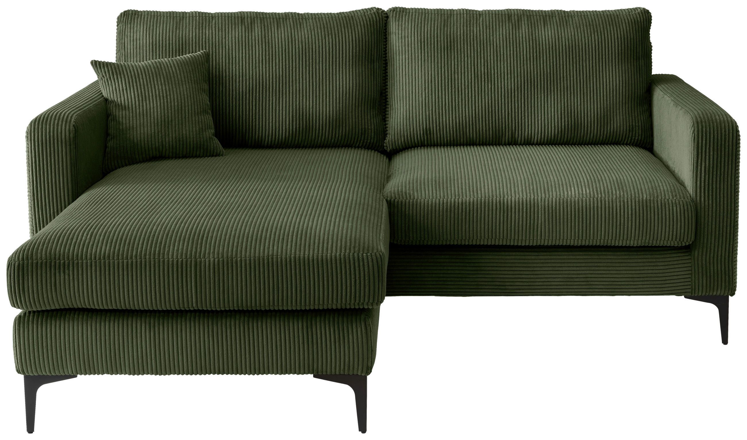 ECKSOFA in Cord Dunkelgrün  - Dunkelgrün/Schwarz, Basics, Textil/Metall (204/153cm) - Livetastic
