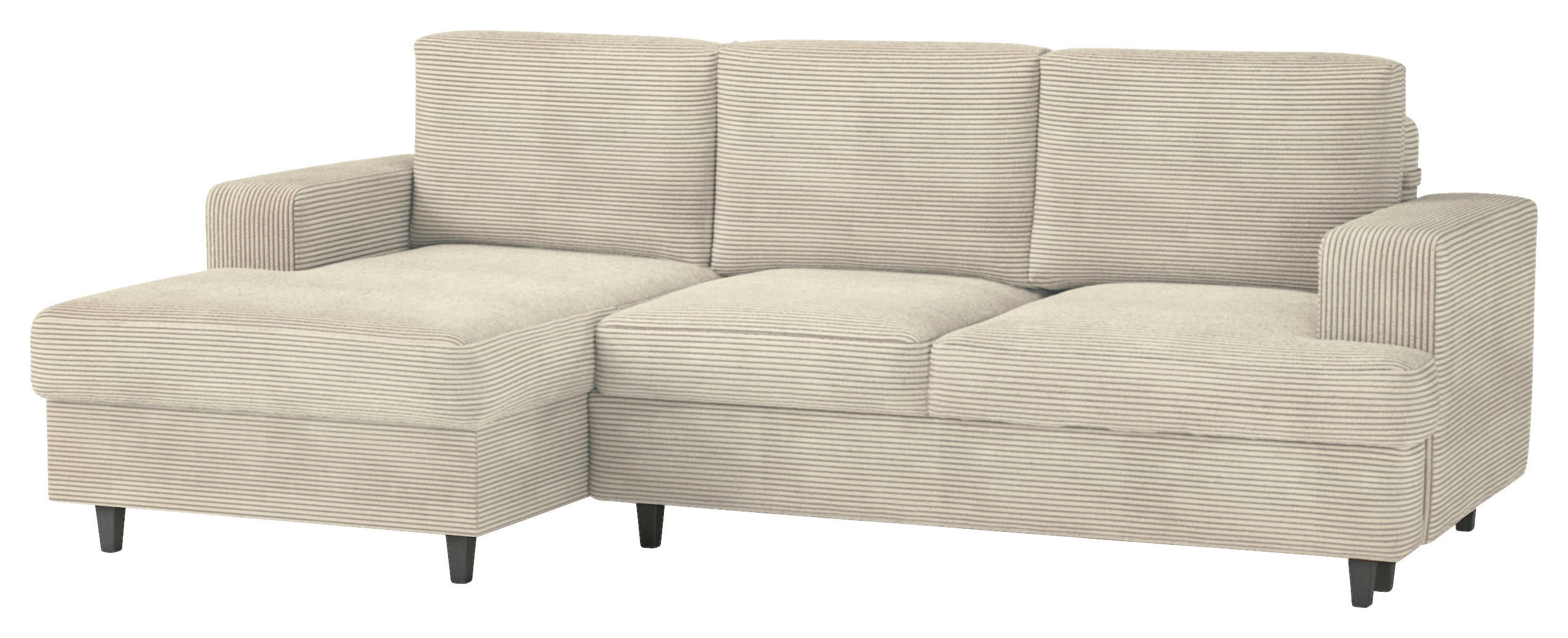 ECKSOFA in Cord, Velours Beige  140/247 cm  - Beige/Schwarz, Design, Holz/Textil (140/247cm) - MID.YOU