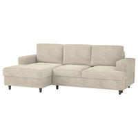 ECKSOFA in Cord, Velours Beige  - Beige/Schwarz, Design, Holz/Textil (140/247cm) - MID.YOU