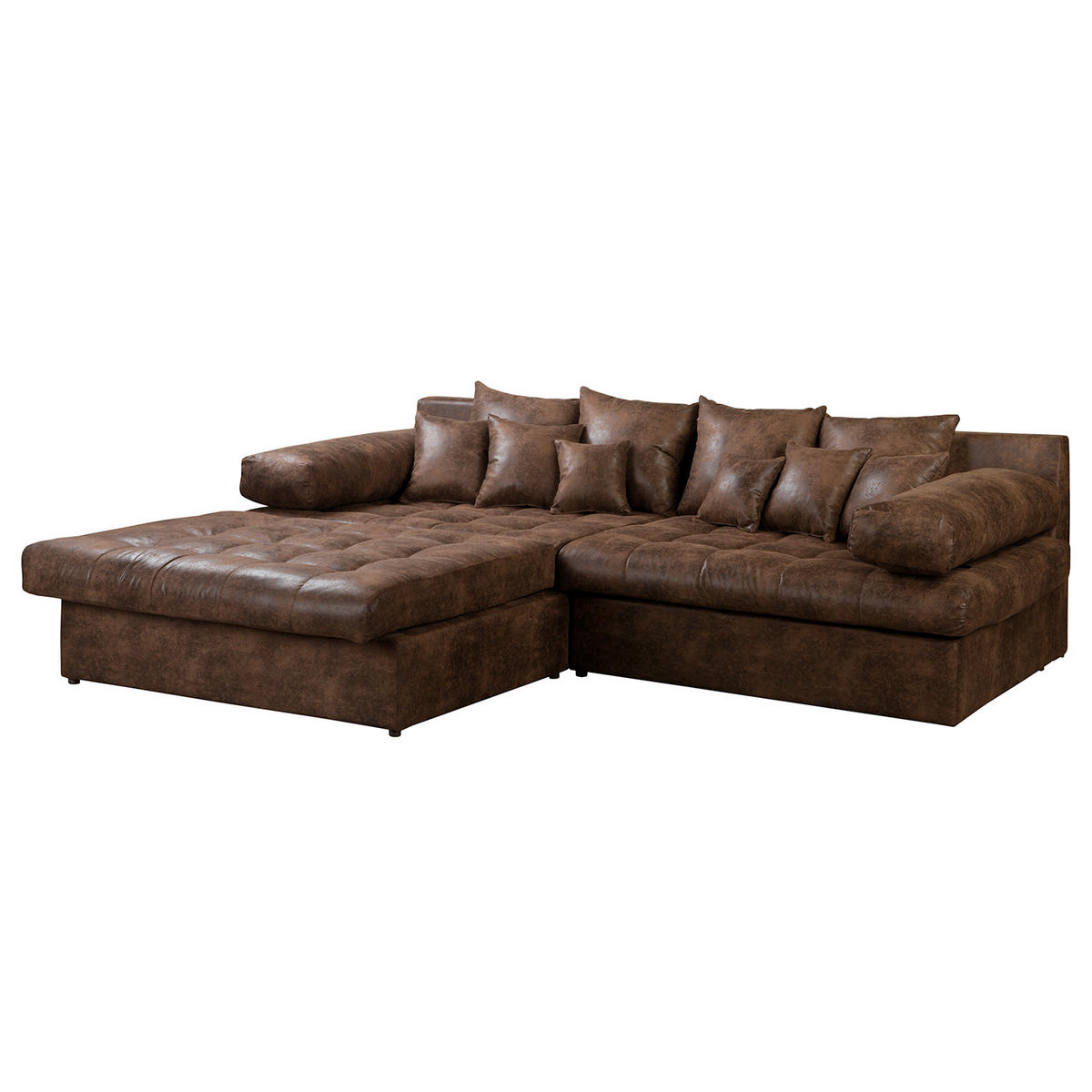 ECKSOFA Lederlook Dunkelbraun  - Dunkelbraun/Schwarz, Design, Kunststoff/Textil (243/284cm) - P & B