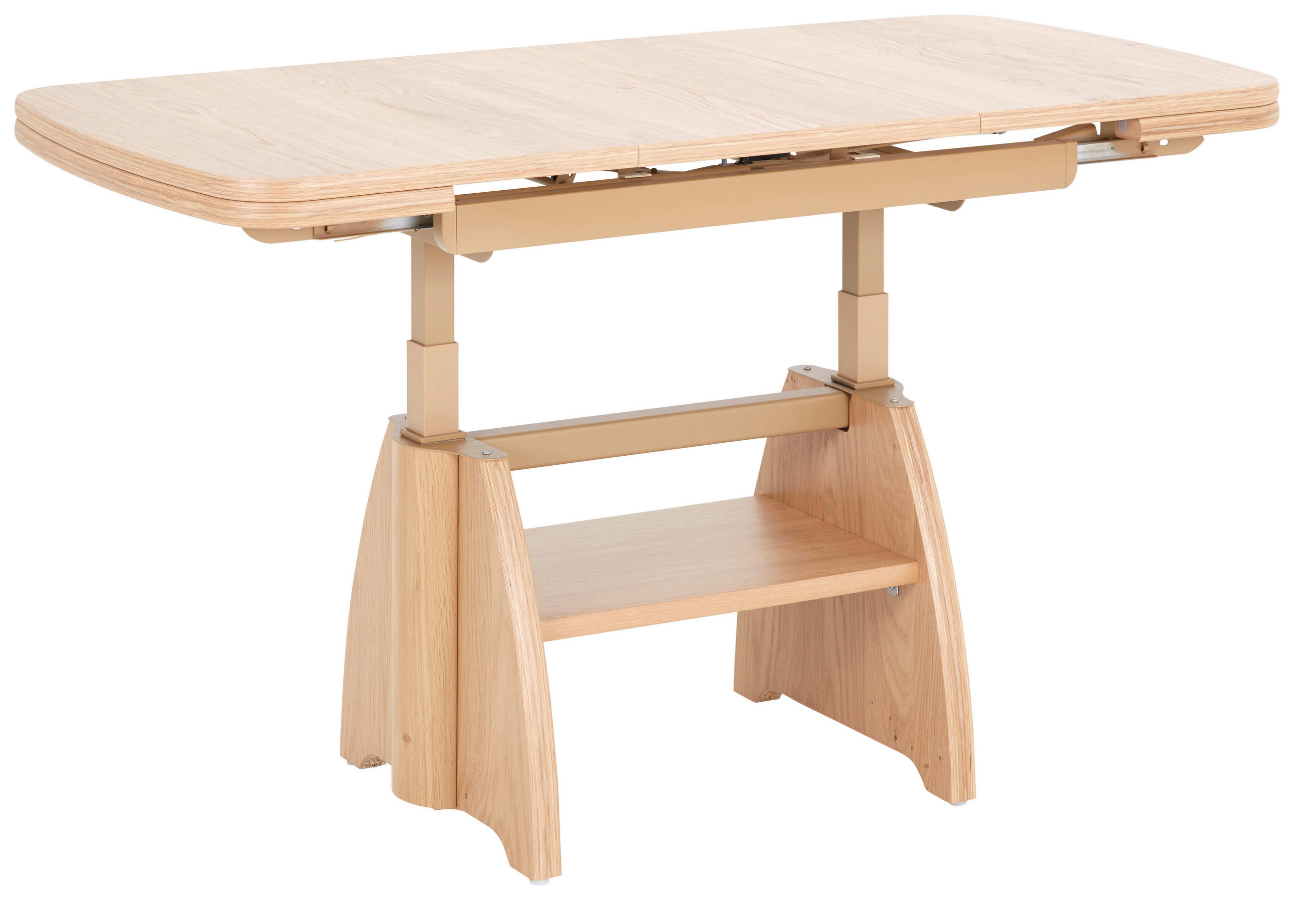 COUCHTISCH Wildeiche furniert 90-130,5/65/56-75 cm rechteckig Eichefarben  - Eichefarben, KONVENTIONELL, Holzwerkstoff/Metall (90-130,5/65/56-75cm) - Venda