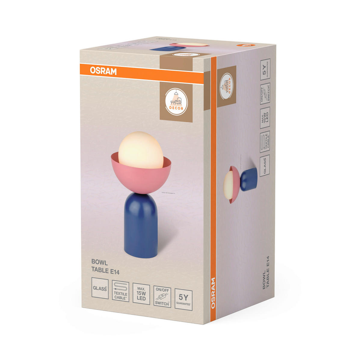 TISCHLEUCHTE 20/36,5 cm   - Blau/Rosa, Basics, Glas/Metall (20/36,5cm) - Osram