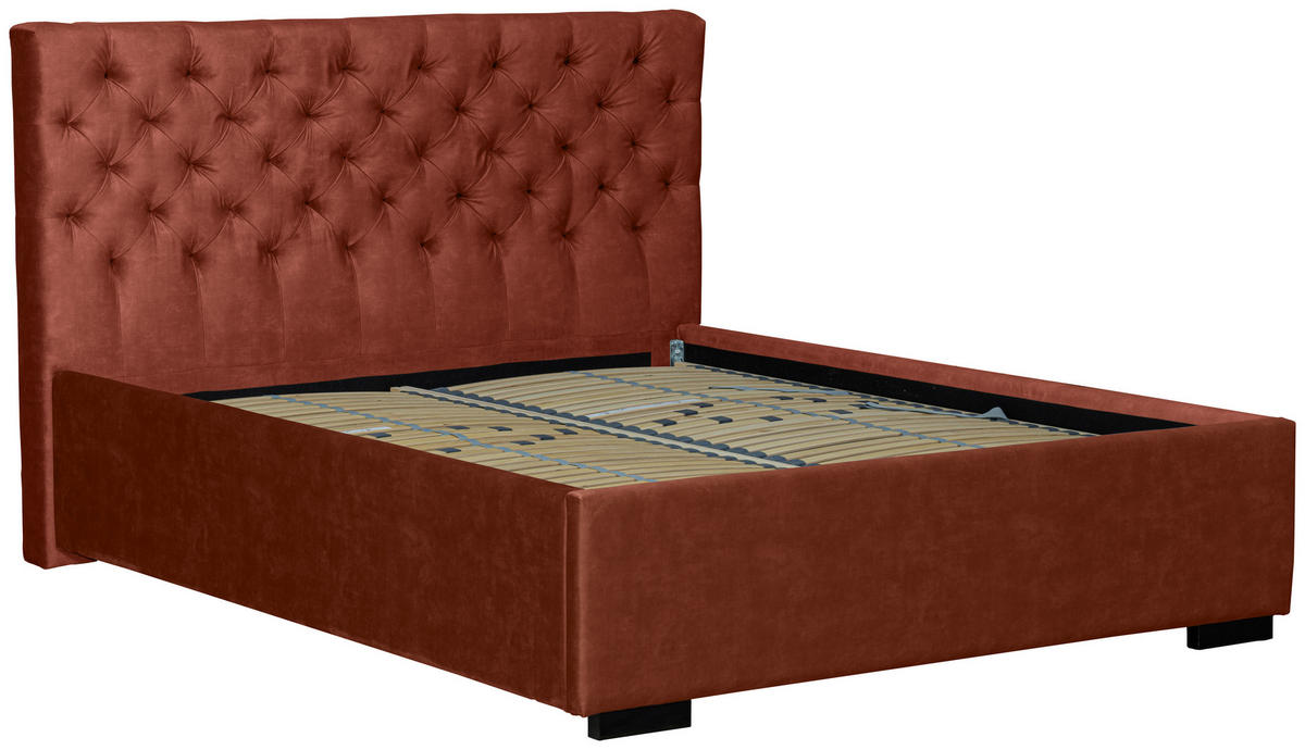 POLSTERBETT 180/200 cm  in Rostfarben  - Rostfarben/Schwarz, Design, Holz/Textil (180/200cm) - Boxxx