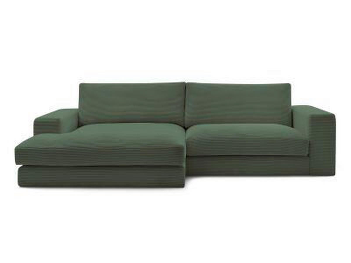 ECKSOFA  LEONARD Dunkelgrün Cord  - Dunkelgrün/Schwarz, MODERN, Kunststoff/Textil (159/274cm)