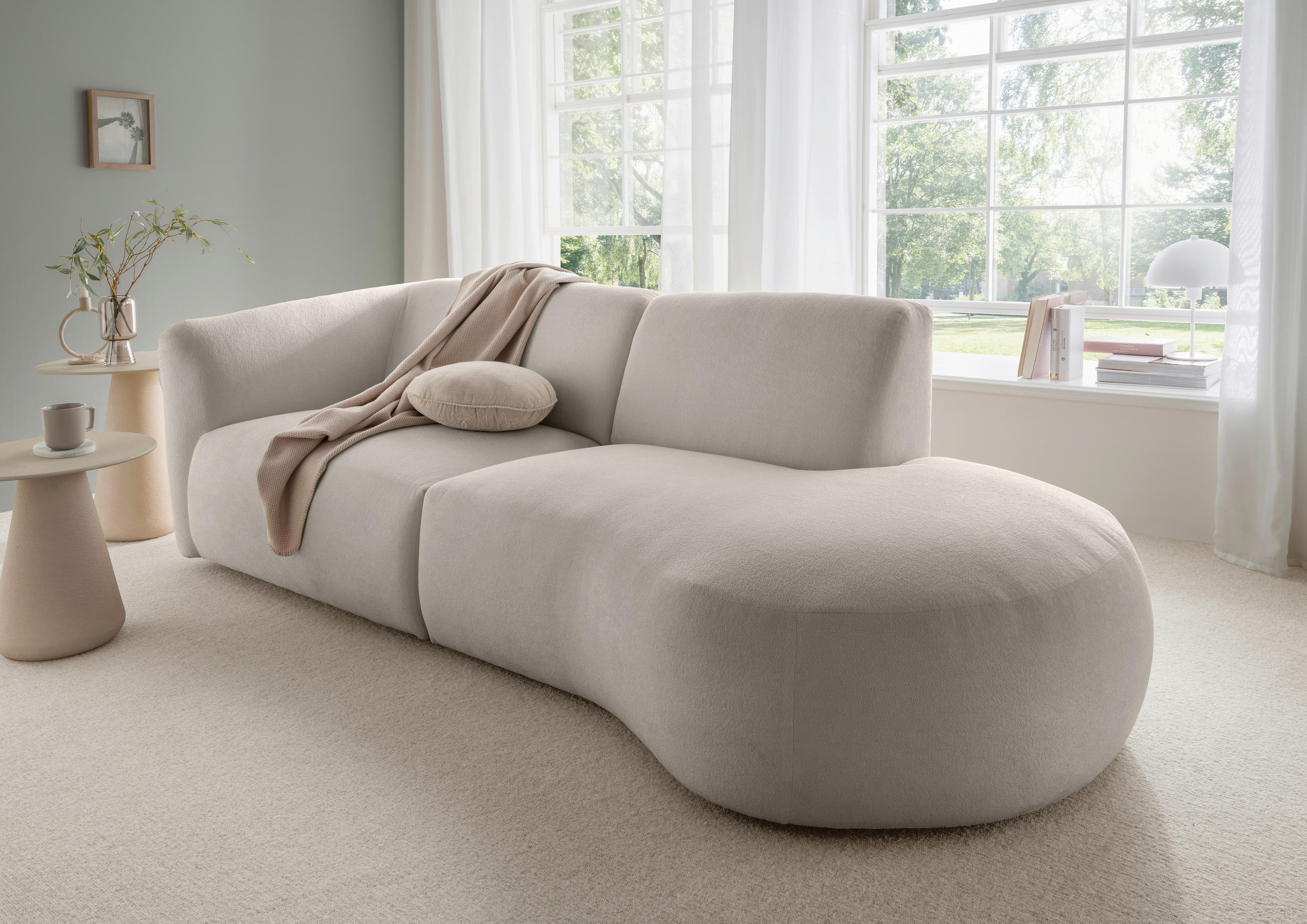 ECKSOFA in Mikrofaser Taupe - Taupe/Schwarz, Modern, Kunststoff/Textil (238/107cm) - Livetastic