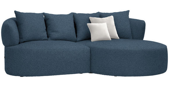 ECKSOFA in Plüsch Dunkelblau  235/166 cm  - Creme/Schwarz, MODERN, Kunststoff/Textil (235/166cm) - Hom`in