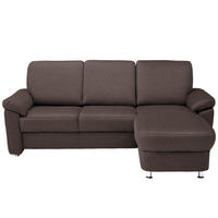 ECKSOFA in Webstoff Dunkelbraun  220/163 cm  - Chromfarben/Dunkelbraun, KONVENTIONELL, Textil/Metall (220/163cm) - Beldomo System