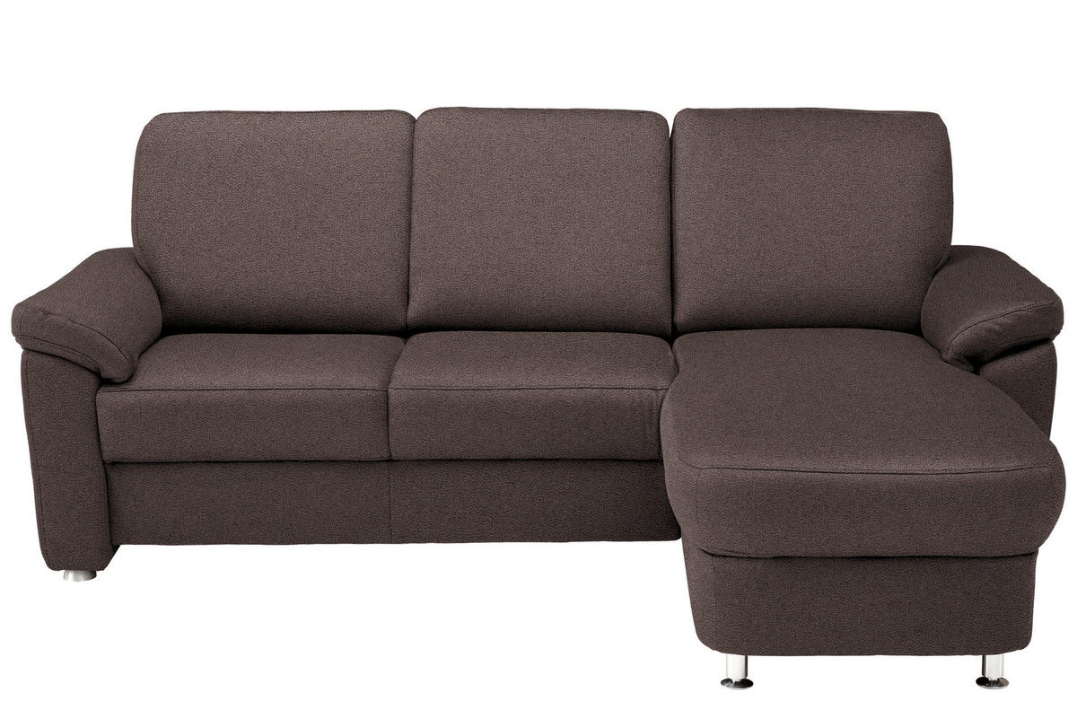 ECKSOFA in Webstoff Dunkelbraun  220/163 cm  - Chromfarben/Dunkelbraun, KONVENTIONELL, Textil/Metall (220/163cm) - Beldomo System