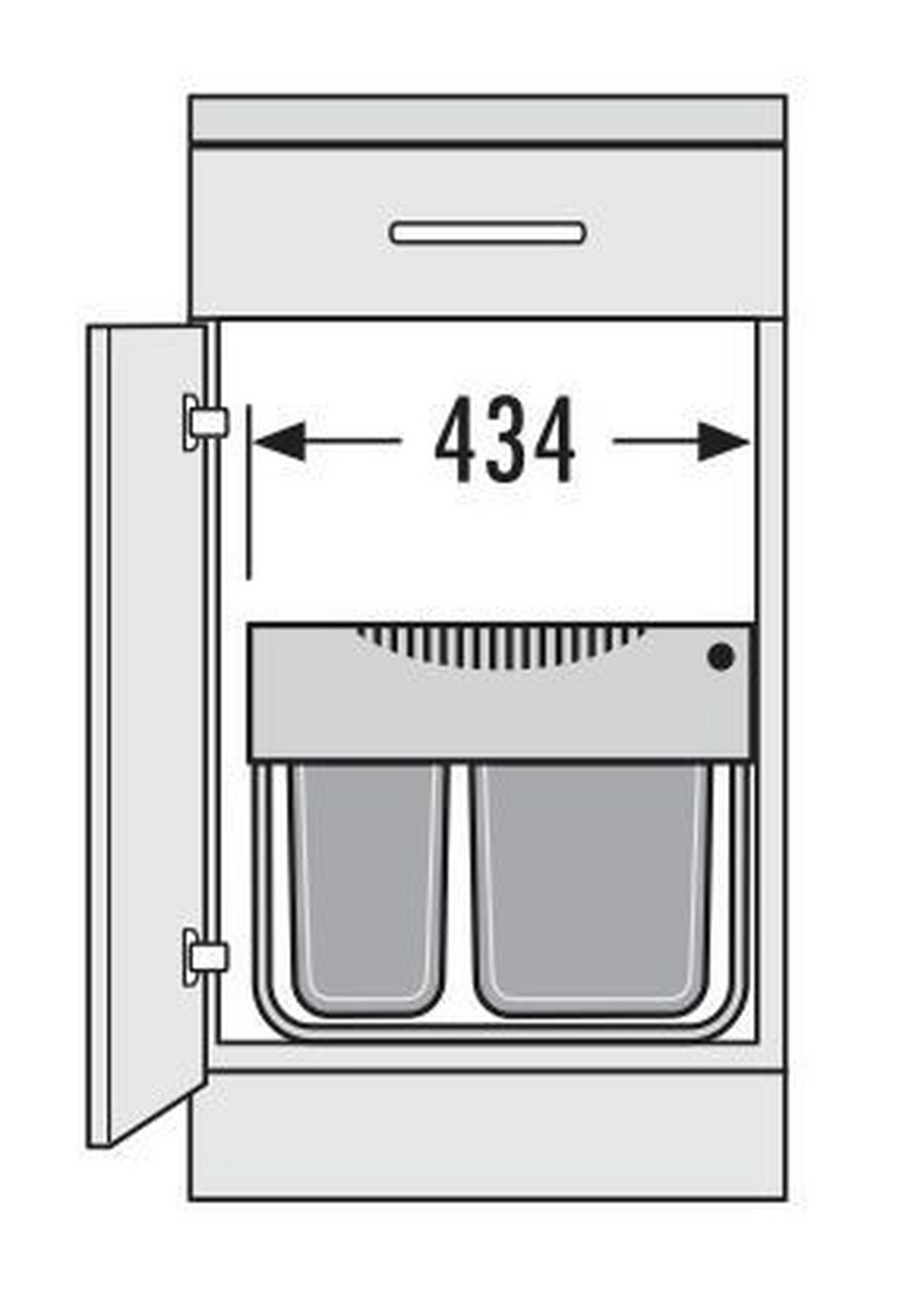 EINBAUABFALLSAMMLER 12 + 2 x 8 l  Metall  - Dunkelgrau, Basics, Kunststoff/Metall (43,4/34,7/33cm) - HKT