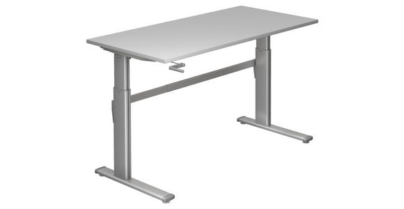 SCHREIBTISCH höhenverstellbar - Silberfarben/Grau, Design, Holzwerkstoff/Metall (160/80/72-119cm) - Venda