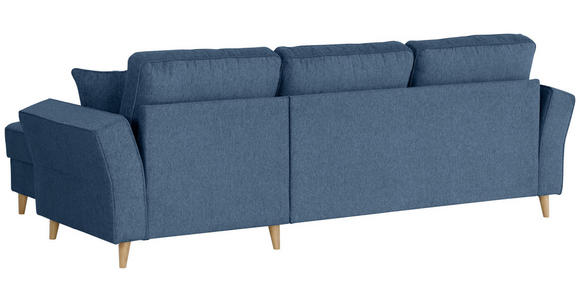 ECKSOFA in Flachgewebe Dunkelblau  - Eichefarben/Dunkelblau, KONVENTIONELL, Holz/Textil (265/159cm) - Carryhome