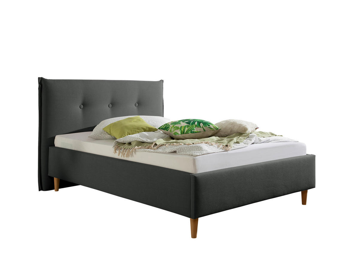 POLSTERBETT 140/200 cm,  in Anthrazit,  - Anthrazit/Naturfarben, MODERN, Holz/Textil (140/200cm) - Livetastic