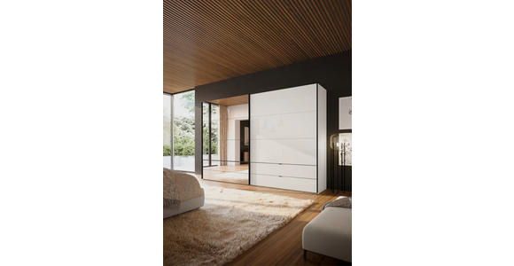 SCHWEBETÜRENSCHRANK 252/222/68 cm 2-türig Weiß  - Schwarz/Weiß, Design, Glas/Holzwerkstoff (252/222/68cm) - Dieter Knoll