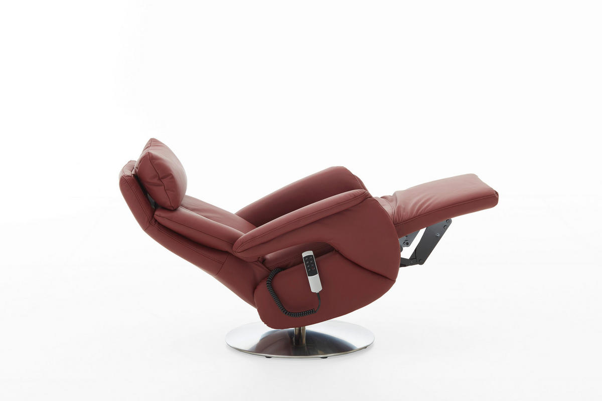 RELAXSESSEL in Leder Rot  - Edelstahlfarben/Rot, Design, Leder/Metall (78/113/81cm) - Cantus