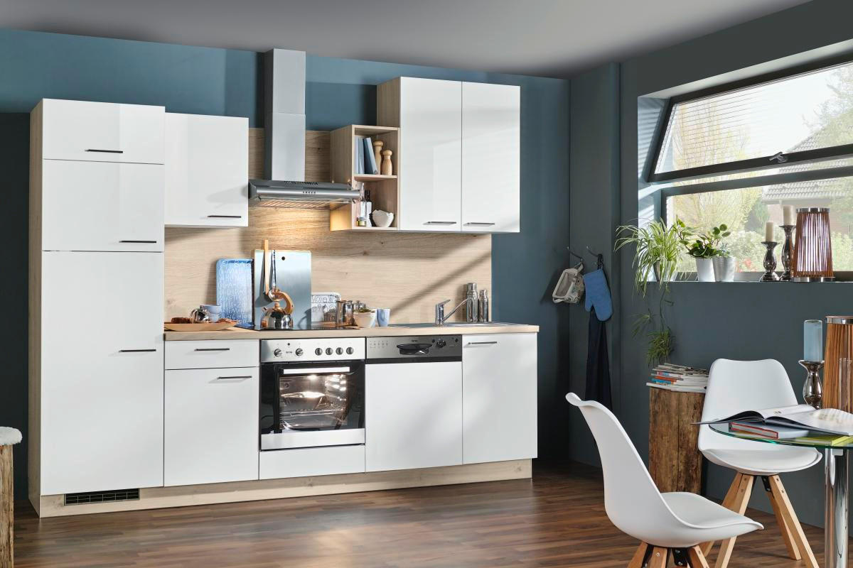 KUCHYNSKÁ LINKA STAR 280 - biela/farba duba, Design, kompozitné drevo (280cm) - Welnova
