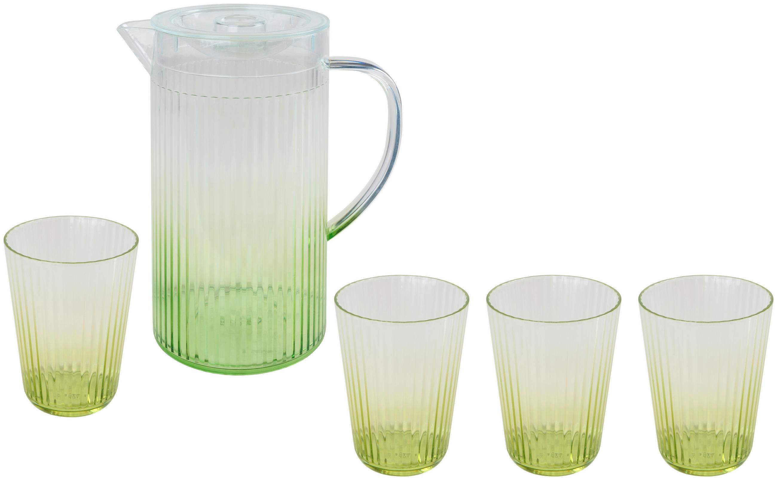 GLÄSERSET 5-teilig  - Transparent/Grün, Basics, Kunststoff - Ambia Home
