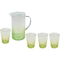 SET ČAŠA  5 delova   - providno/zelena, Osnovno, plastika - Ambia Home
