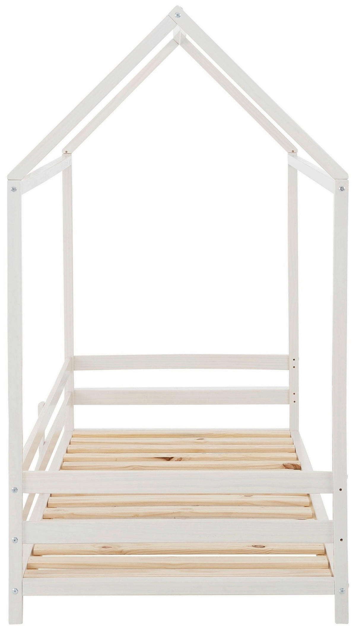 HAUSBETT 90/200 cm,  in Weiß, Lattenrost  - Naturfarben/Weiß, MODERN, Holz (90/200cm) - MID.YOU