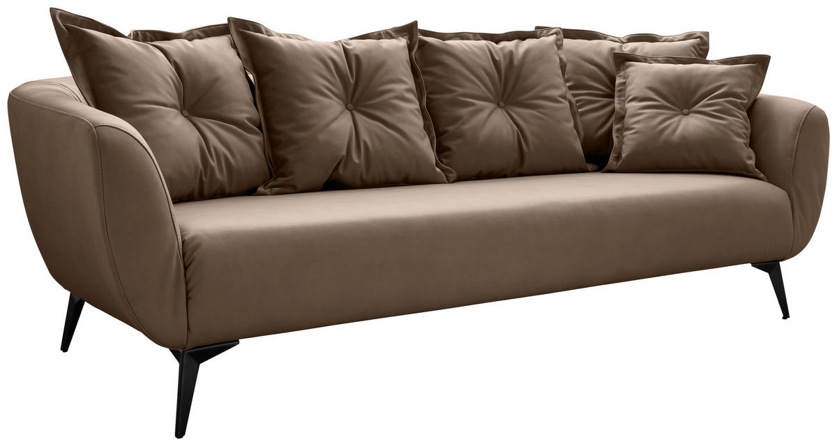 3-SITZER-SOFA in Lederlook Braun  - Schwarz/Braun, Modern, Textil/Metall (236/94/103cm) - Livetastic