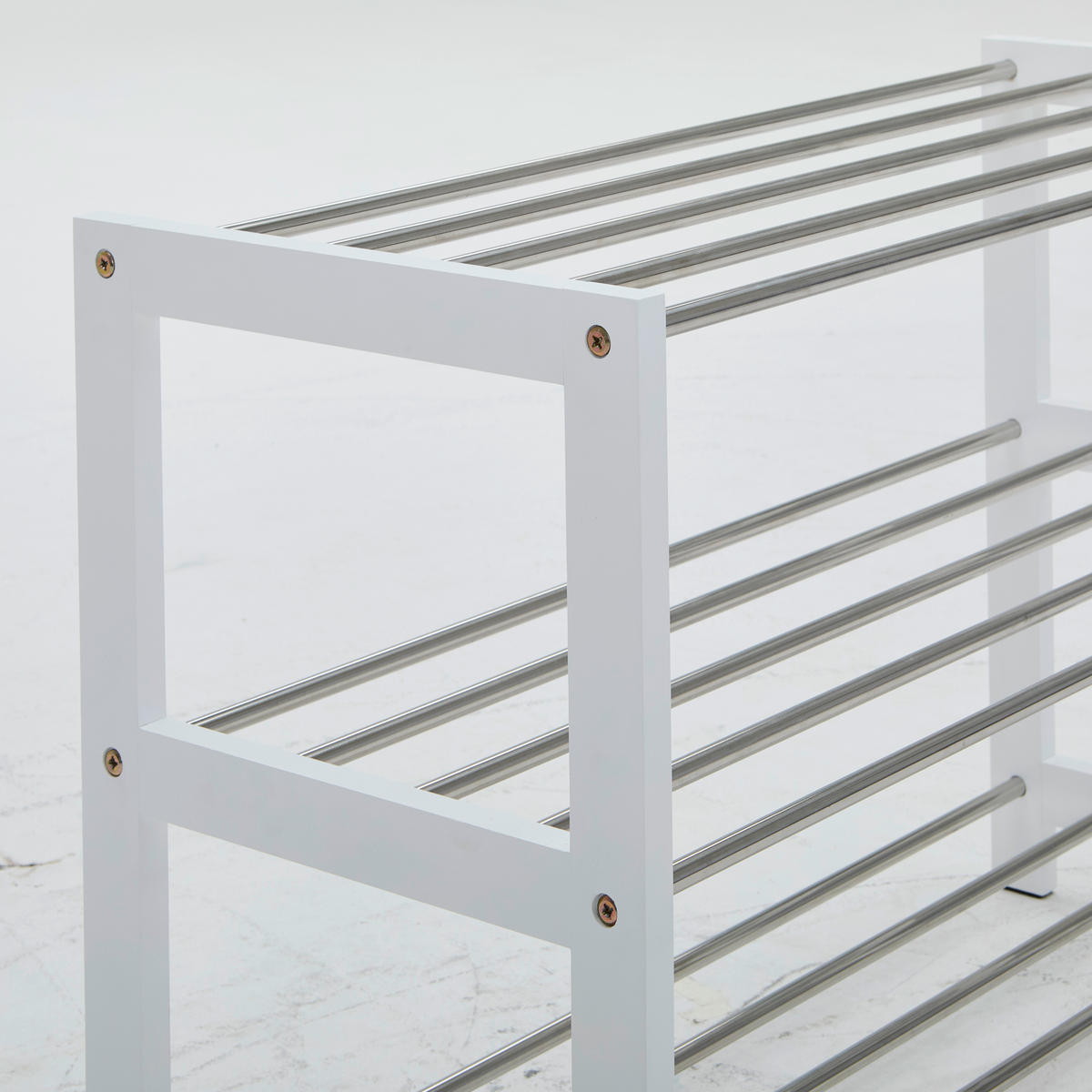 SCHUHREGAL Silberfarben, Weiß  - Silberfarben/Weiß, Basics, Holzwerkstoff/Metall (77,8/55.8/34.4cm) - Carryhome