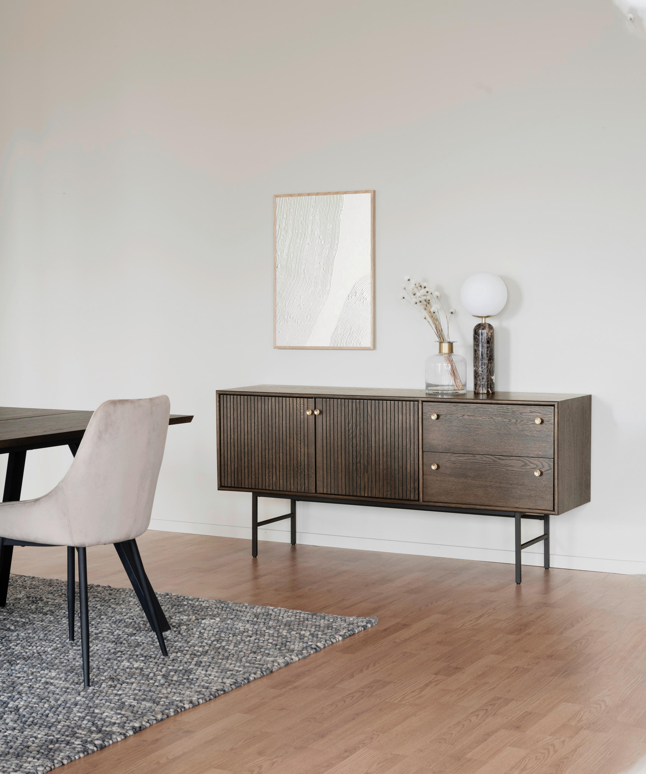 SIDEBOARD 160/75/42 cm  - svart/mörkbrun, Design, metall/trä (160/75/42cm) - Rowico