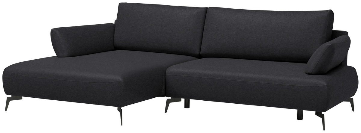 ECKSOFA Struktur Anthrazit  - Anthrazit/Schwarz, Design, Textil/Metall (186/284cm) - Lomoco
