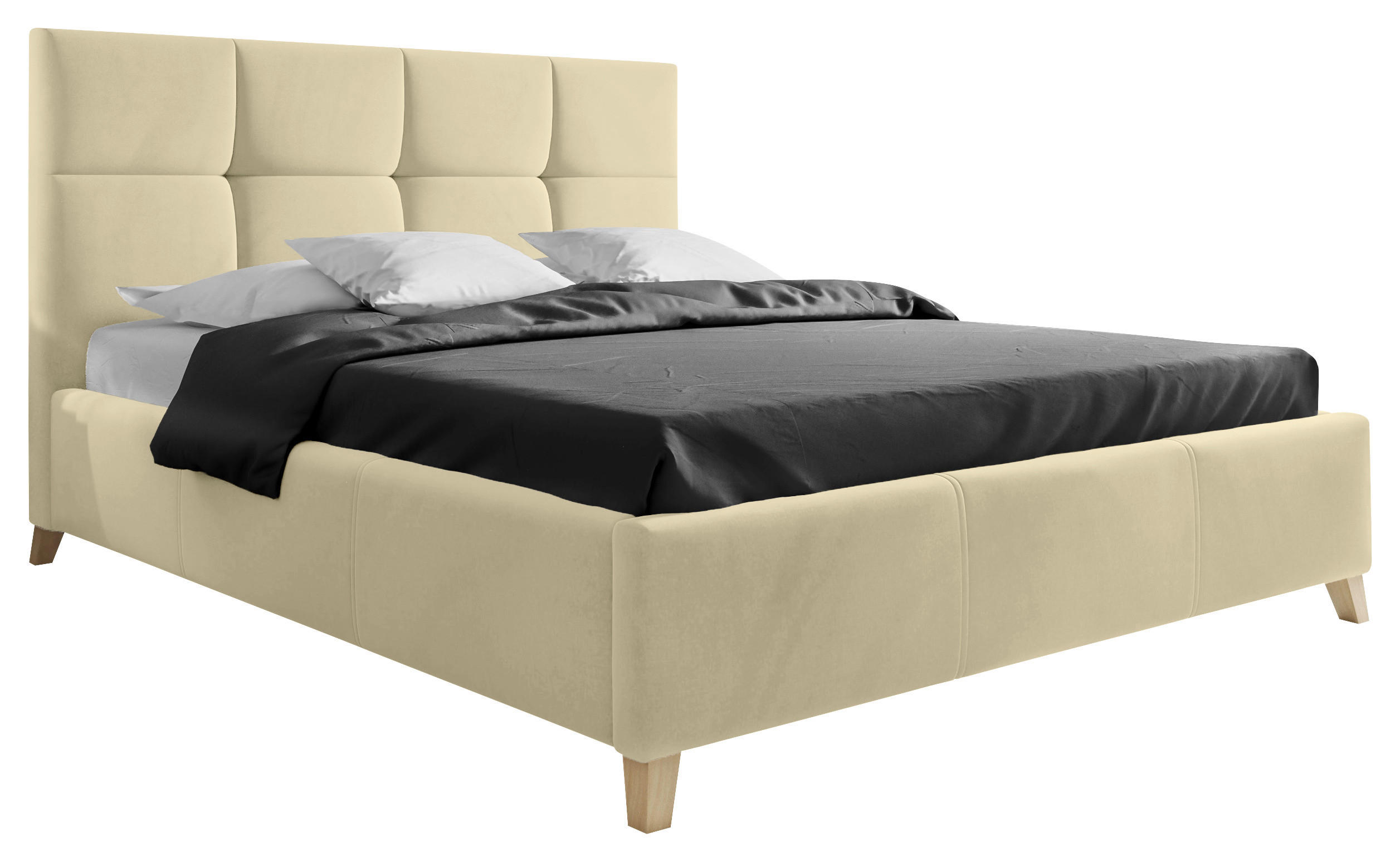 OBLAZINJENA POSTELJA 160 cm   x 220 cm  , tekstil bež  - barve bukve/bež, Konvencionalno, kovina/tekstil (160/220cm) - Carryhome