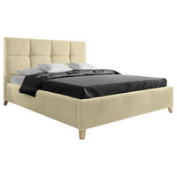 POLSTERBETT 140/200 cm,  in Beige, Lattenrost, Bettkasten,  - Beige/Buchefarben, KONVENTIONELL, Holz/Textil (140/200cm) - Carryhome