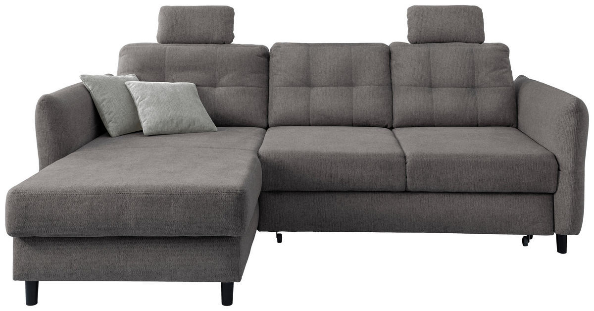 ECKSOFA in Chenille Graubraun  - Graubraun/Hellgrau, Modern, Holz/Textil (176/250-280cm) - Livetastic