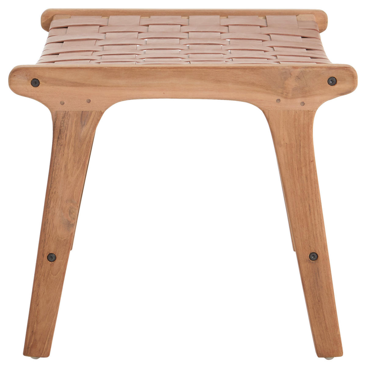 HOCKER in Holz, Leder Braun, Naturfarben  - Braun/Naturfarben, Design, Leder/Holz (65/40,5/46cm) - Livetastic