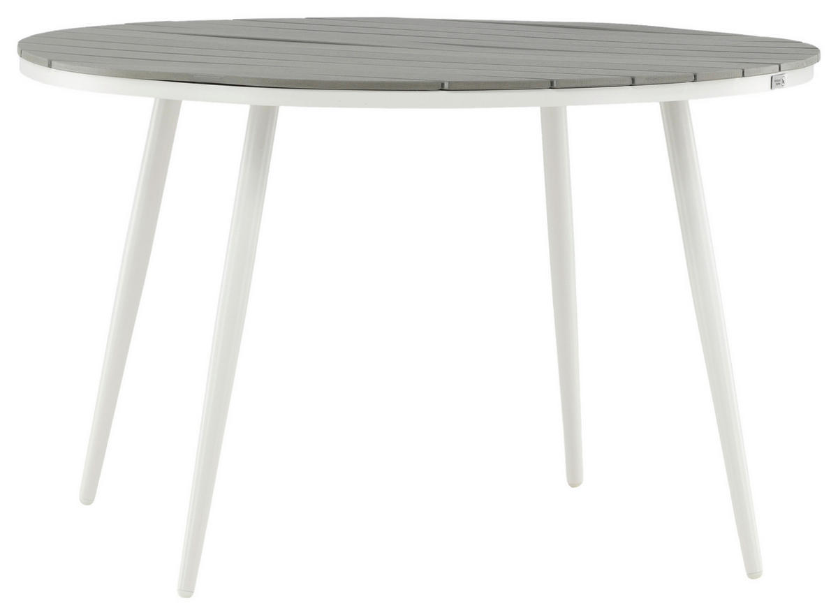 GARTENTISCH Metall, Kunststoff Grau, Weiß rund  - Weiß/Grau, KONVENTIONELL, Kunststoff/Metall (120/120/74cm) - Gardenson
