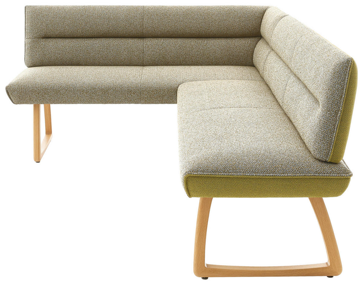 ECKBANK 162/237 cm Flachgewebe Grün Holz   - Eichefarben/Gelb, Design, Holz/Textil (162/237cm) - Koinor